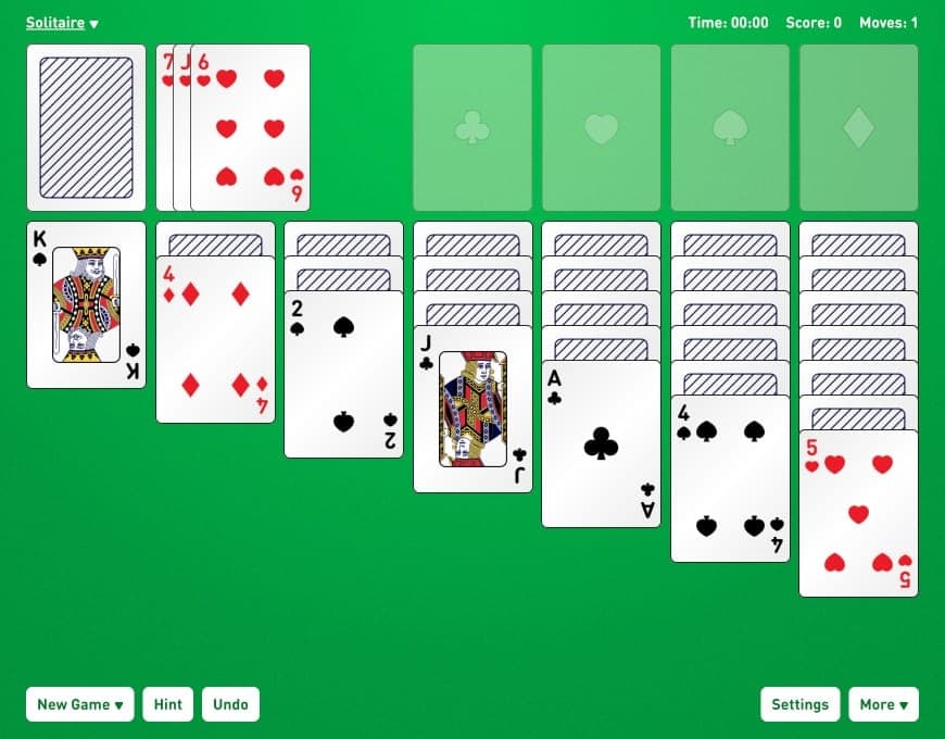 Screenshot of free Online Solitaire Turn Three game